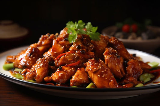 Sauté de poulet hunan épicé avec des légumes vibrants