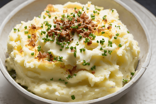 Creamy Loaded Mashed Potatoes with Cheddar, Bacon and Chives