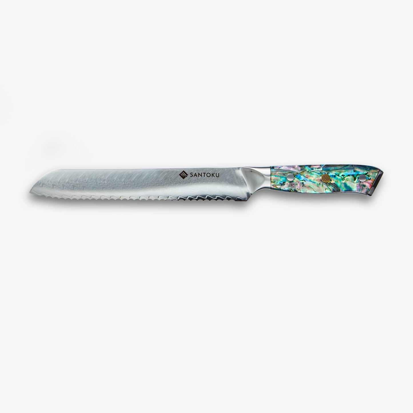 Chikashi (ちかし) Damascus stalen messen ingesteld met een abalone handvat