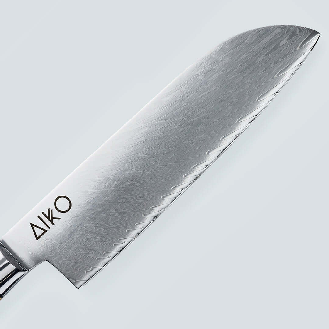 Aiko Bleu (あいこ, アイコ) Damas Steel Couteau avec manche en résine bleu colorée