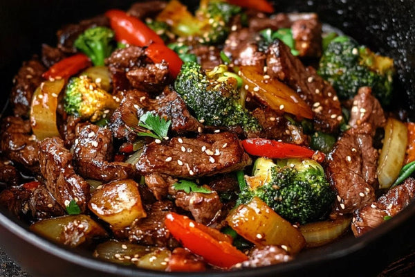 Sizzling Beef Stir Fry with Crisp Vegetables and Ginger Soy Glaze