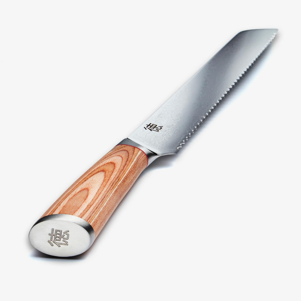 Haruta Couteau à pain japonais en acier de Damas VG10 de 10 pouces avec manche en bois et fourreau