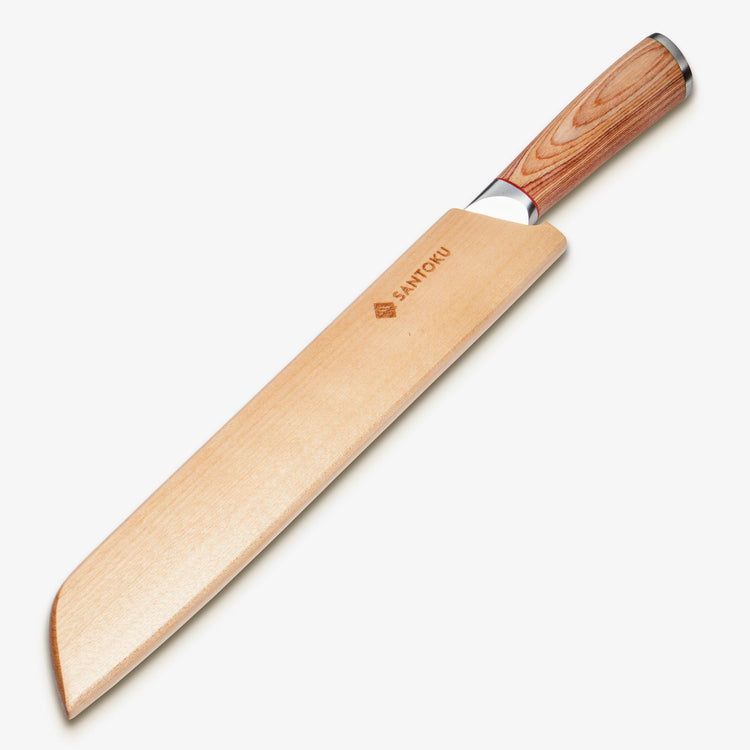 Haruta Couteau à pain japonais en acier de Damas VG10 de 10 pouces avec manche en bois et fourreau