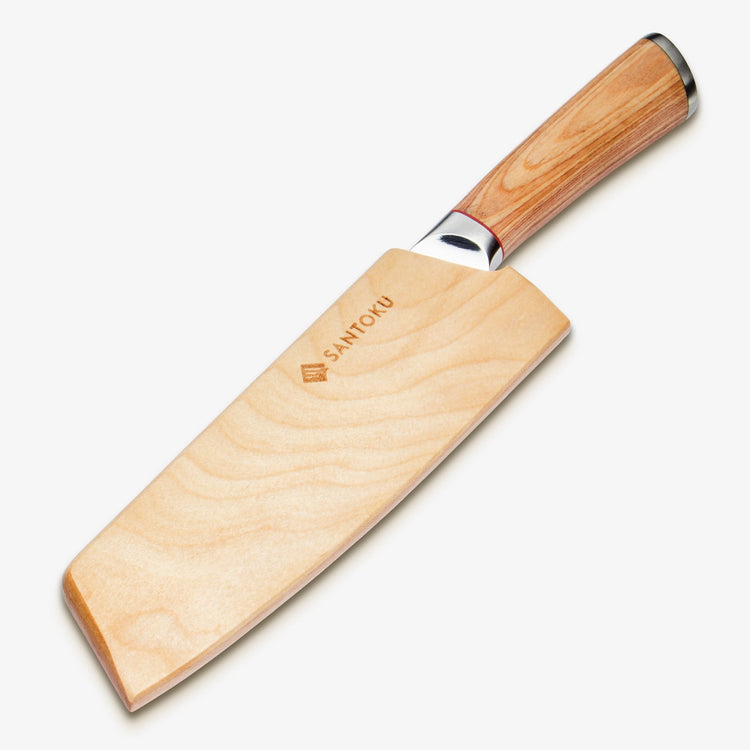 Haruta Couteau Nakiri japonais en acier de Damas VG10 de 7 pouces avec manche en bois et fourreau