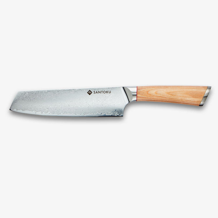 Haruta Couteau Nakiri japonais en acier de Damas VG10 de 7 pouces avec manche en bois et fourreau