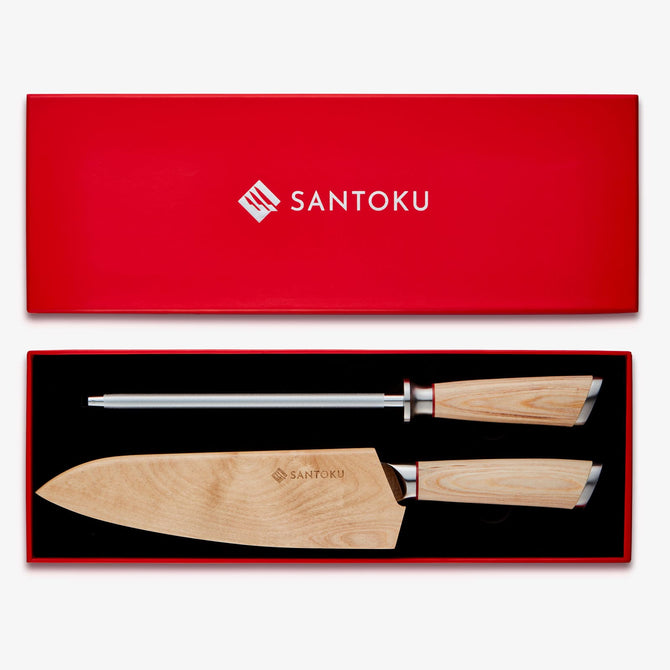 Haruta Box Set VG10 Japanse Damascus staal 8 inch chef -kokmes en 13 inch diamantslijpstaal