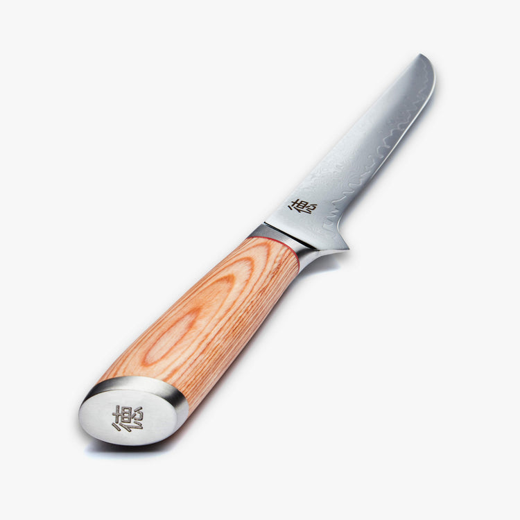 Haruta Couteau à désosser japonais en acier Damas VG10 de 6 pouces avec manche en bois et fourreau