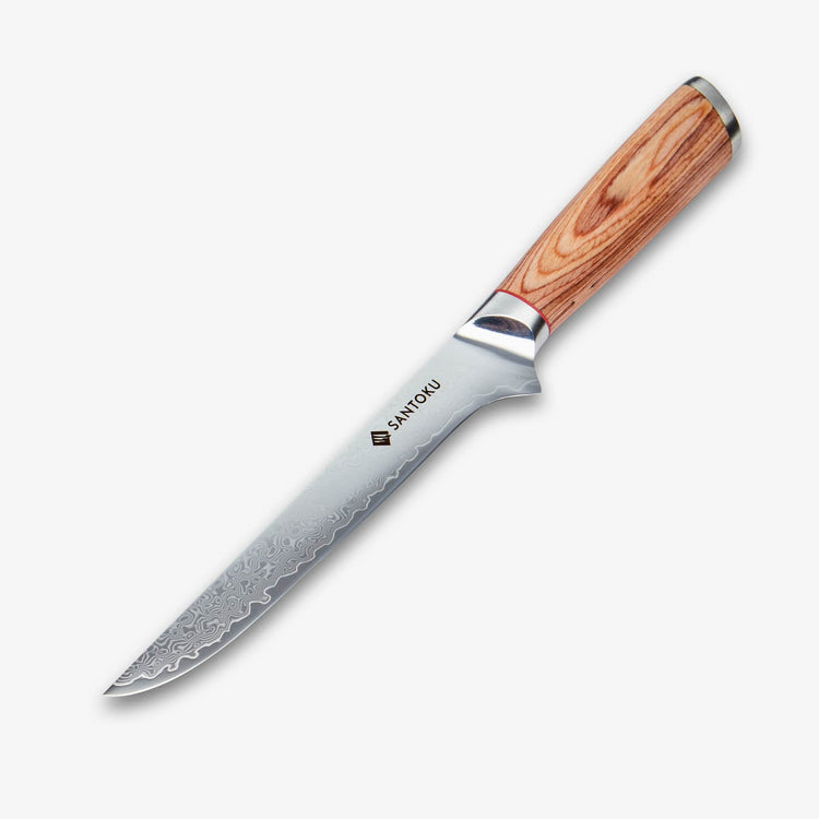 Haruta Couteau à désosser japonais en acier Damas VG10 de 6 pouces avec manche en bois et fourreau