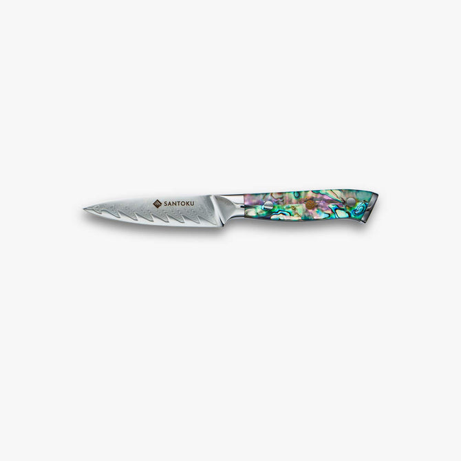 Chikashi Damascus stalen messenset met een abalone handvat
