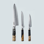 Aiko zwart Damascus stalen mes met gekleurd zwart harshandvat
