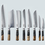Aiko zwart Damascus stalen mes met gekleurd zwart harshandvat
