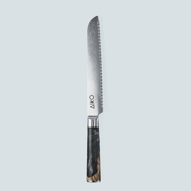 Aiko zwart Damascus stalen mes met gekleurd zwart harshandvat