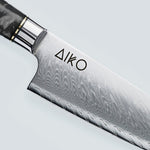Aiko zwart Damascus stalen mes met gekleurd zwart harshandvat