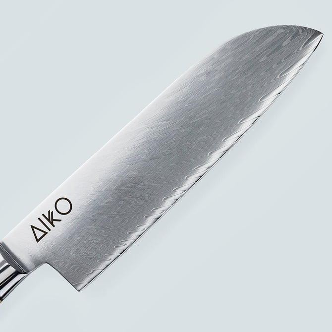 Aiko zwart Damascus stalen mes met gekleurd zwart harshandvat