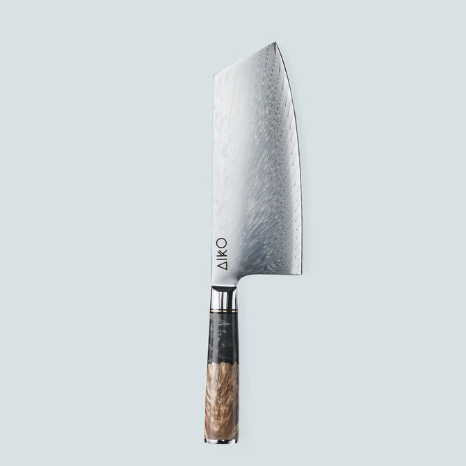Aiko zwart Damascus stalen mes met gekleurd zwart harshandvat