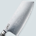 Aiko zwart Damascus stalen mes met gekleurd zwart harshandvat
